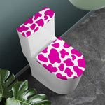 Hot Pink And White Cow Print Toilet Lid And Tank Cover Set
