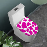Hot Pink And White Cow Print Toilet Lid Cover