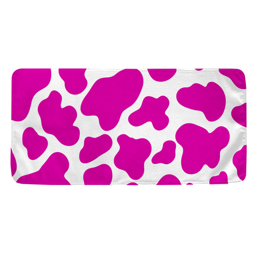 Hot Pink And White Cow Print Towel