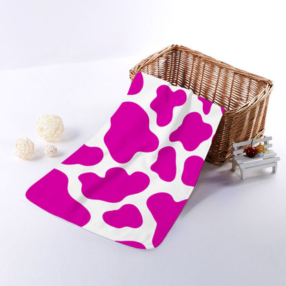 Hot Pink And White Cow Print Towel