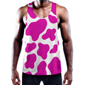 Hot Pink And White Cow Print Men's Workout Tank Top