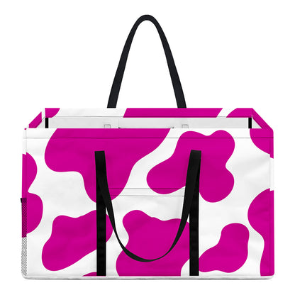 Hot Pink And White Cow Print Utility Tote Bag