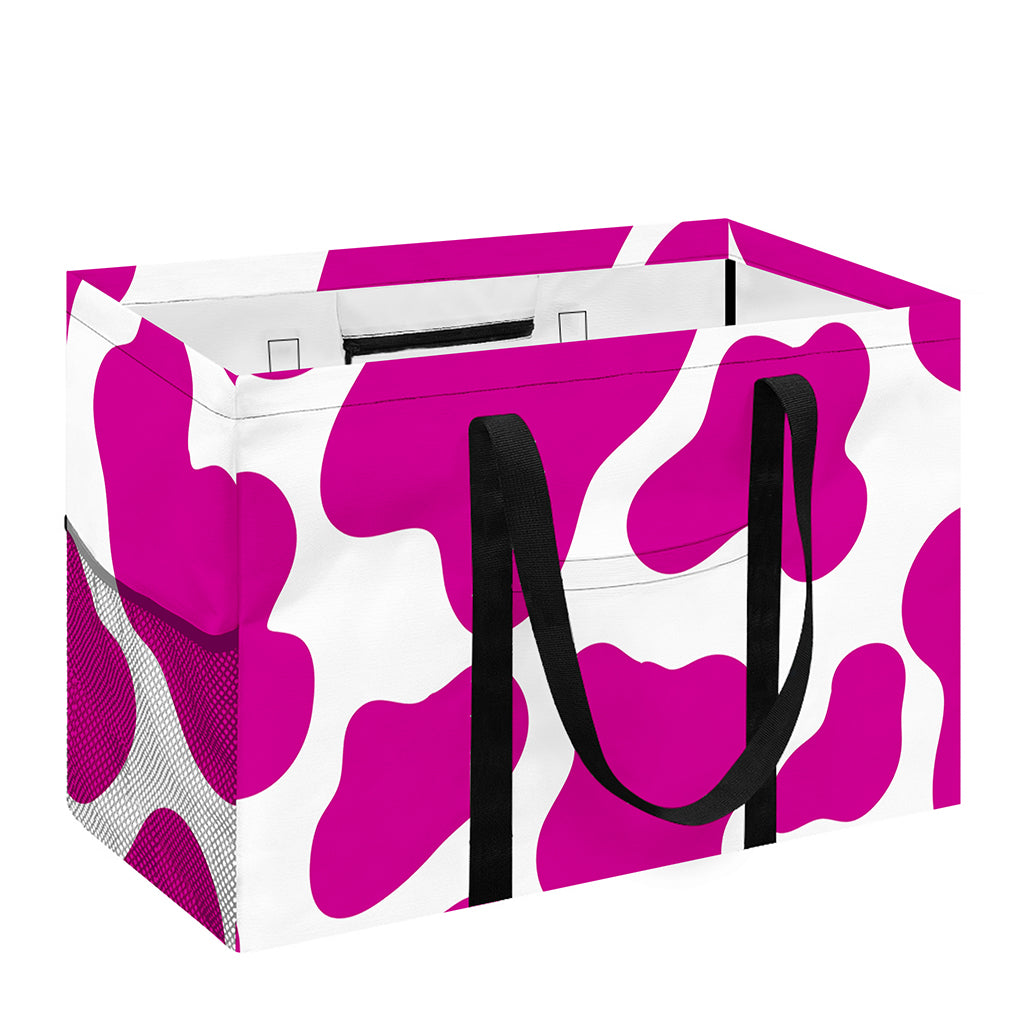 Hot Pink And White Cow Print Utility Tote Bag