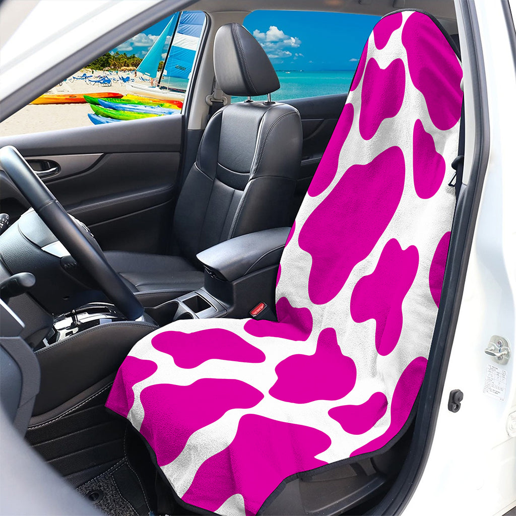 Hot Pink And White Cow Print Waterproof Car Seat Cover