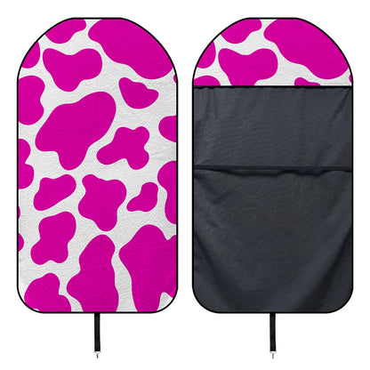 Hot Pink And White Cow Print Waterproof Car Seat Cover