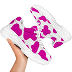 Hot Pink And White Cow Print White Chunky Shoes