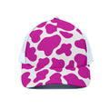 Hot Pink And White Cow Print White Mesh Trucker Hat