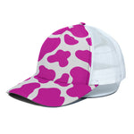 Hot Pink And White Cow Print White Mesh Trucker Cap