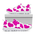 Hot Pink And White Cow Print White Running Shoes