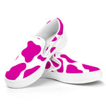 Hot Pink And White Cow Print White Slip On Sneakers