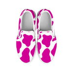 Hot Pink And White Cow Print White Slip On Sneakers