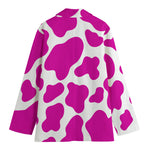 Hot Pink And White Cow Print Women's Cotton Blazer