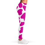Hot Pink And White Cow Print Women's Leggings