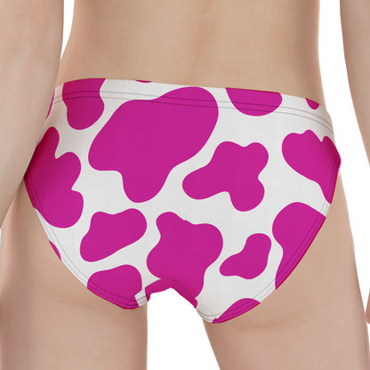 Hot Pink And White Cow Print Women's Panties
