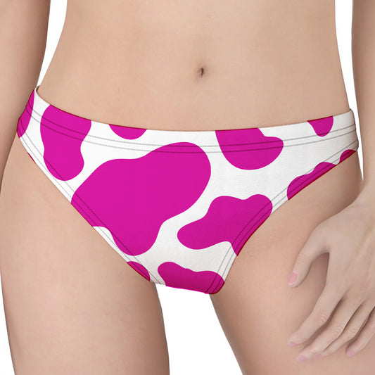 Hot Pink And White Cow Print Women's Thong