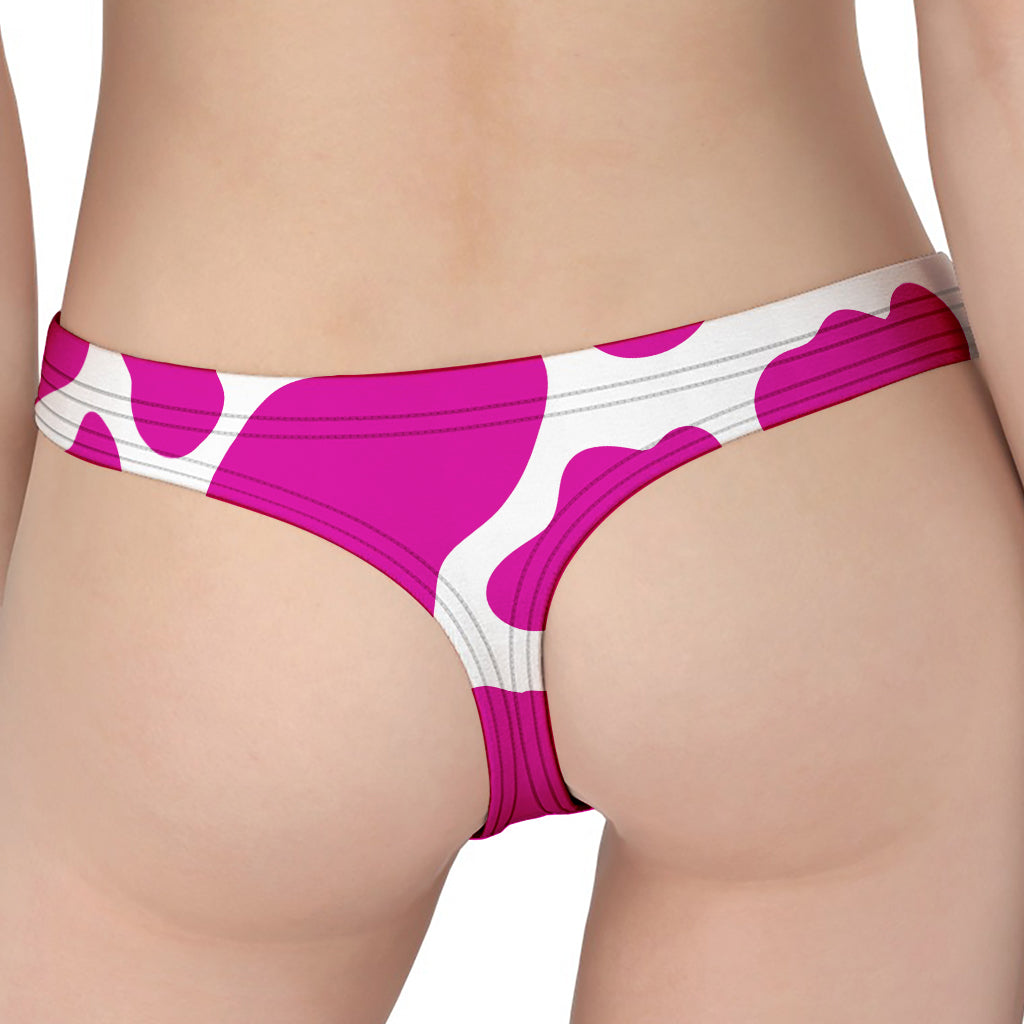 Hot Pink And White Cow Print Women's Thong