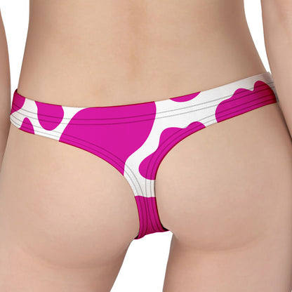 Hot Pink And White Cow Print Women's Thong