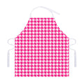 Hot Pink And White Houndstooth Print Adjustable Apron