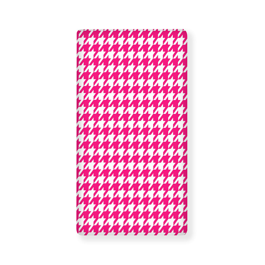 Hot Pink And White Houndstooth Print Baby Crib Sheet