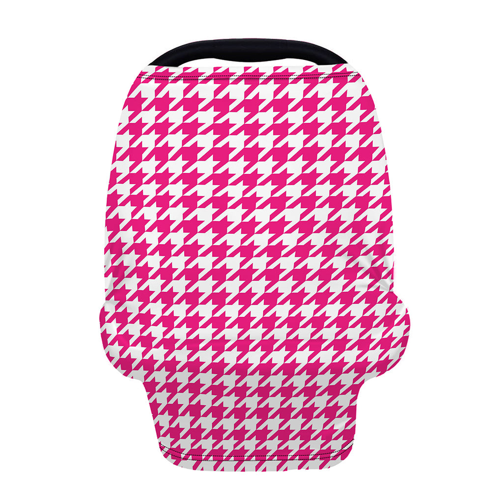 Hot Pink And White Houndstooth Print Baby Seat Cover