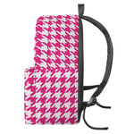 Hot Pink And White Houndstooth Print Backpack