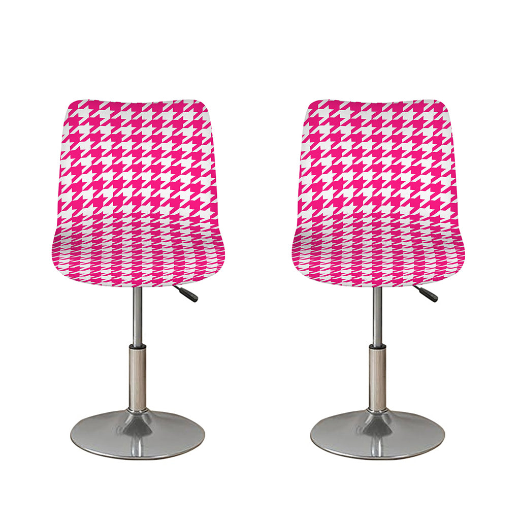 Hot Pink And White Houndstooth Print Bar Stool Covers