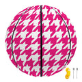 Hot Pink And White Houndstooth Print Basketball