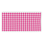 Hot Pink And White Houndstooth Print Beach Towel