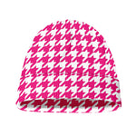 Hot Pink And White Houndstooth Print Beanie