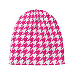 Hot Pink And White Houndstooth Print Beanie