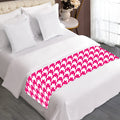 Hot Pink And White Houndstooth Print Bed Runner