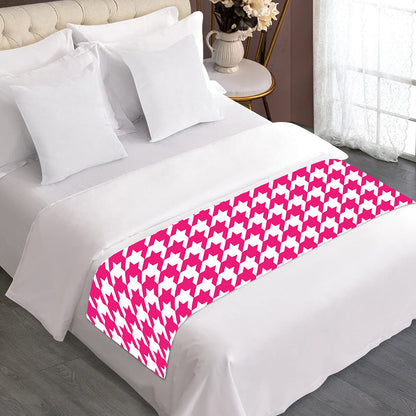 Hot Pink And White Houndstooth Print Bed Runner