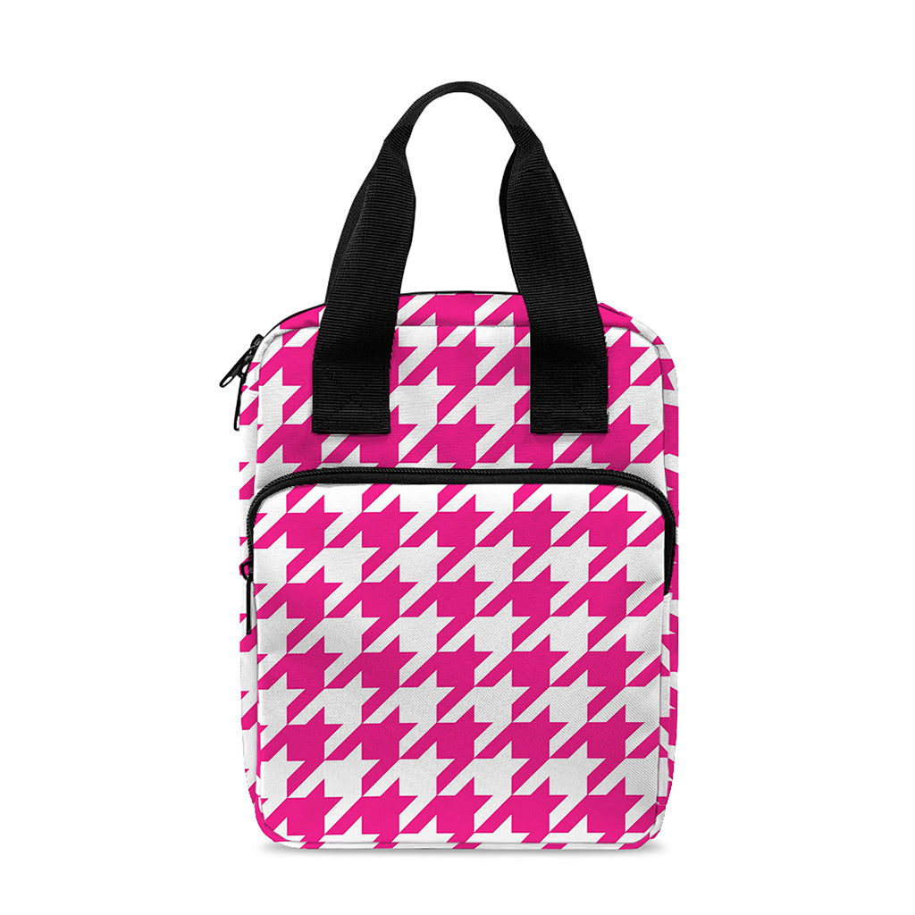 Hot Pink And White Houndstooth Print Bible Tote Bag