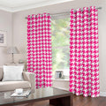 Hot Pink And White Houndstooth Print Dimout Grommet Curtains