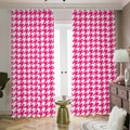 Hot Pink And White Houndstooth Print Dimout Pencil Pleat Curtains