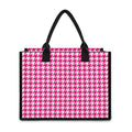 Hot Pink And White Houndstooth Print Canvas Tote Bag