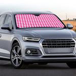 Hot Pink And White Houndstooth Print Car Windshield Sun Shade