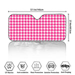 Hot Pink And White Houndstooth Print Car Windshield Sun Shade