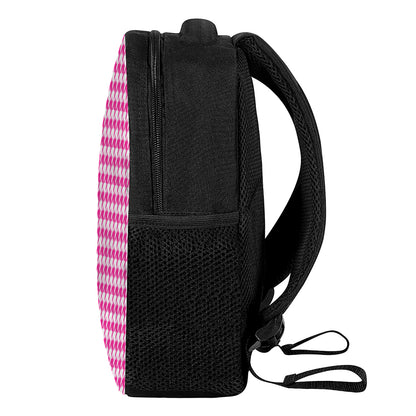 Hot Pink And White Houndstooth Print Casual Backpack
