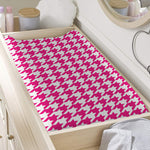 Hot Pink And White Houndstooth Print Changing Pad Cover