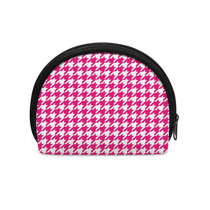 Hot Pink And White Houndstooth Print Coin Purse
