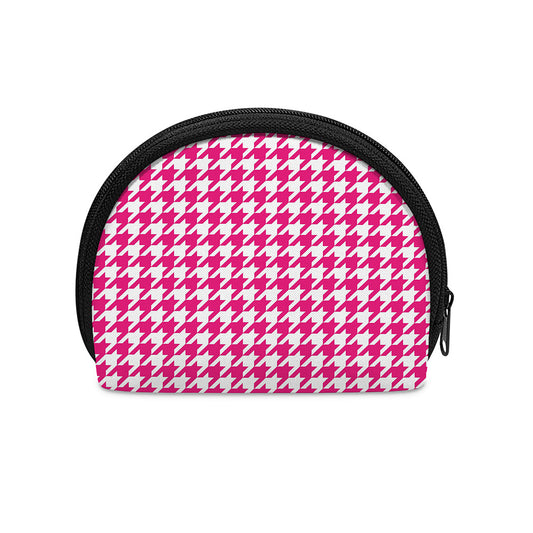 Hot Pink And White Houndstooth Print Coin Purse
