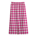 Hot Pink And White Houndstooth Print Cotton Front Slit Maxi Skirt