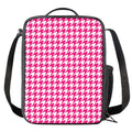 Hot Pink And White Houndstooth Print Crossbody Lunch Bag