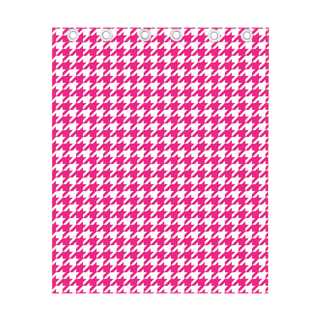 Hot Pink And White Houndstooth Print Curtain