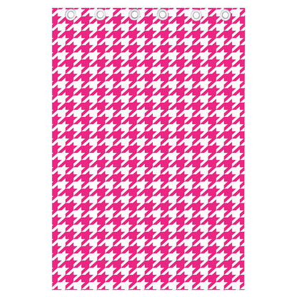 Hot Pink And White Houndstooth Print Curtain