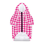 Hot Pink And White Houndstooth Print Dog Zip Up Hoodie