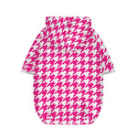 Hot Pink And White Houndstooth Print Dog Zip Up Hoodie