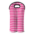 Hot Pink And White Houndstooth Print Double Neoprene Wine Tote