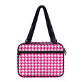 Hot Pink And White Houndstooth Print Double Strap Bible Bag
